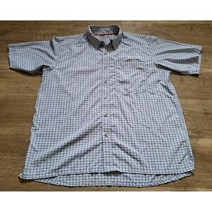 Simms Shirt Mens Large Blue Plaid Short Sleeve Performance Fishing Button Up